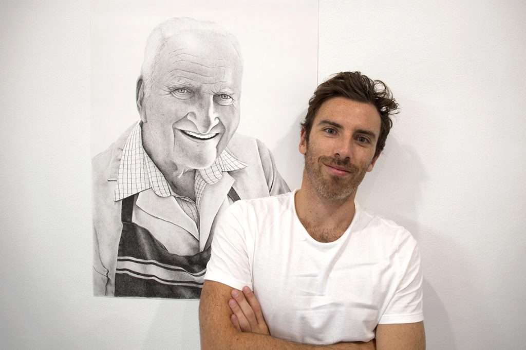 Dean Spinks with his Ted Cary portrait