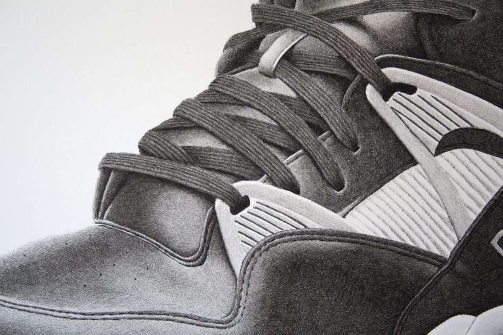 Close up Reebok Pump crosshatching