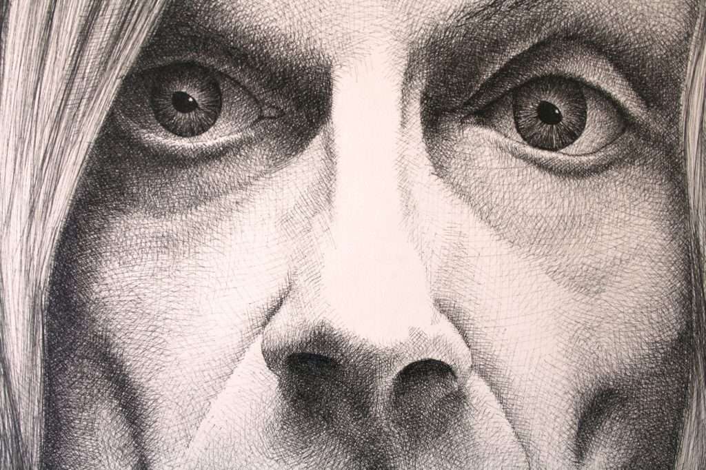 Close up of Iggy Pop drawing