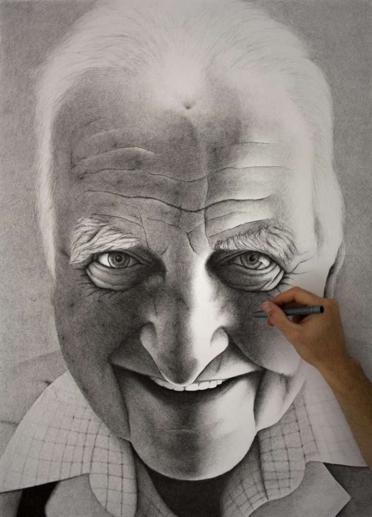 Close up of crosshatching technique