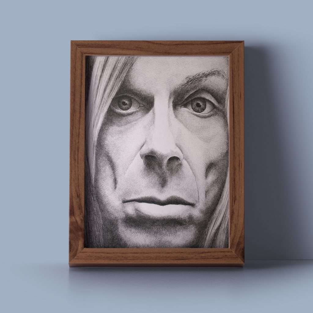 Iggy Pop artwork framed