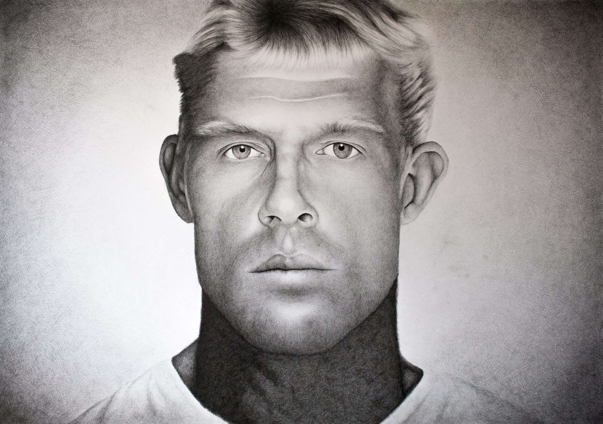 Mick Fanning crosshatching portrait by artist Dean Spinks