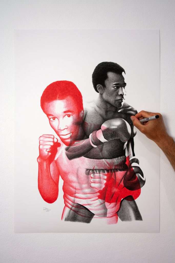 Sugar Ray Leonard drawing by Dean Spinks