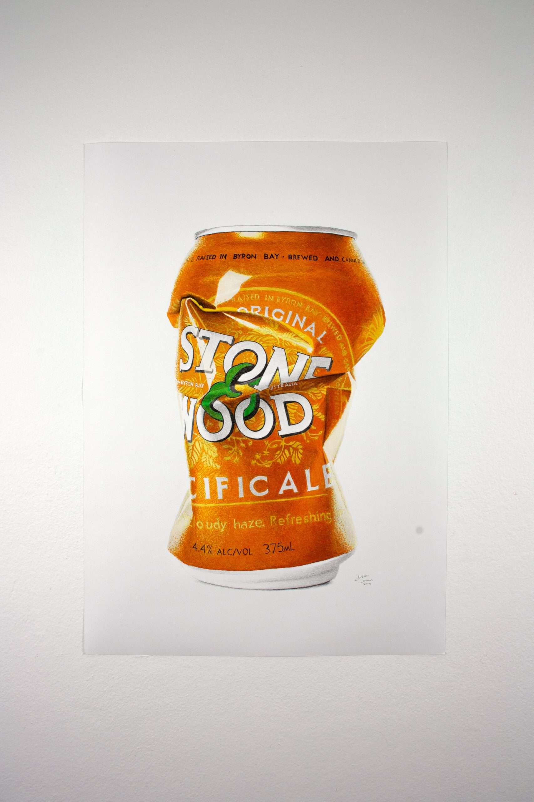 Stone & Wood Pacific Ale beer can original drawing by Dean Spinks