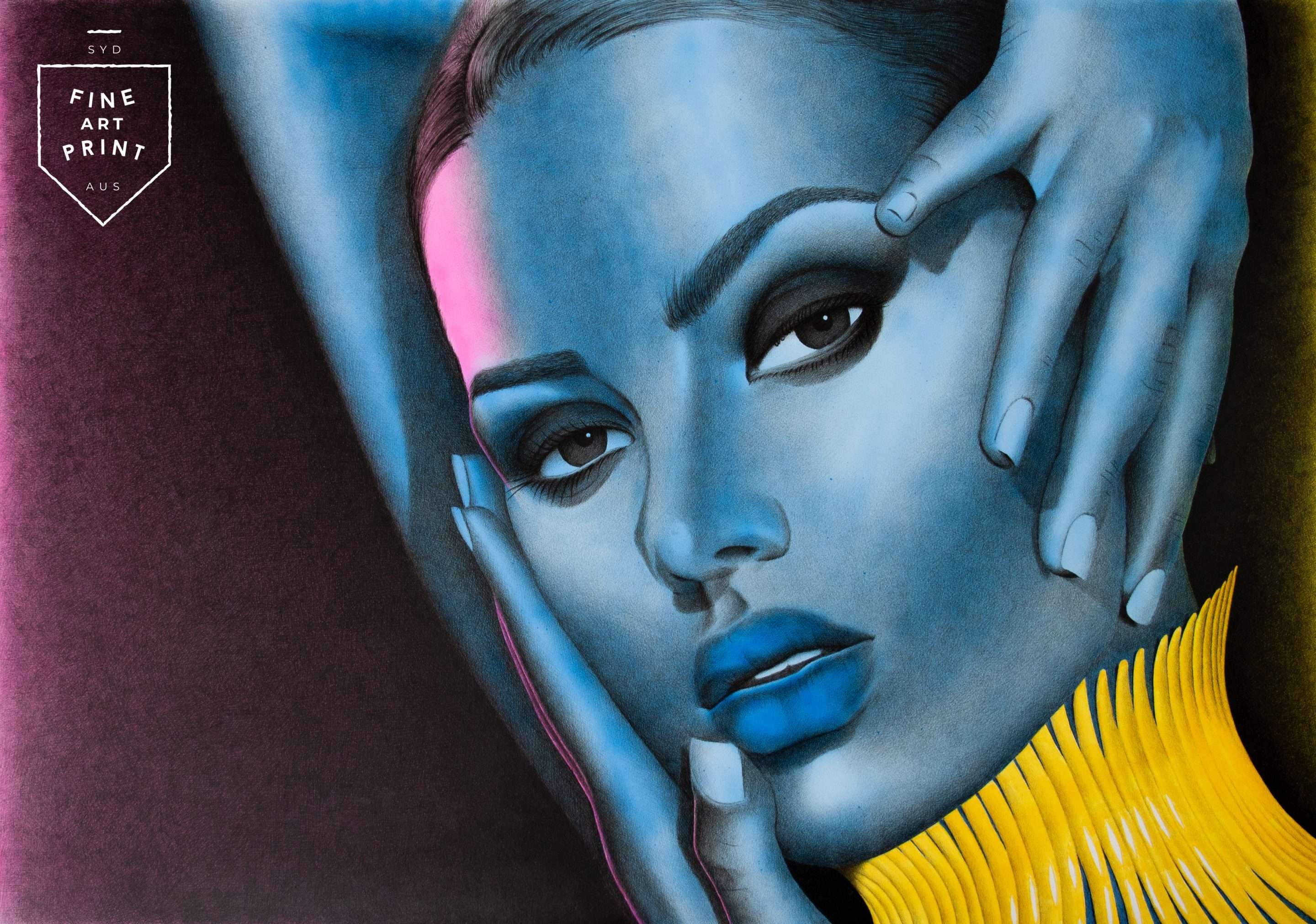 Vibrant INXS-inspired gel light portrait art print – Don’t Change a Thing by Dean Spinks