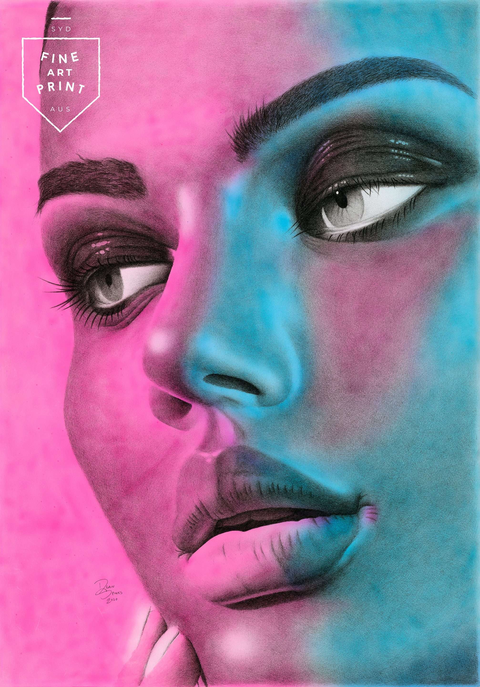 Vibrant gel light portrait art print – Need You Tonight by Dean Spinks