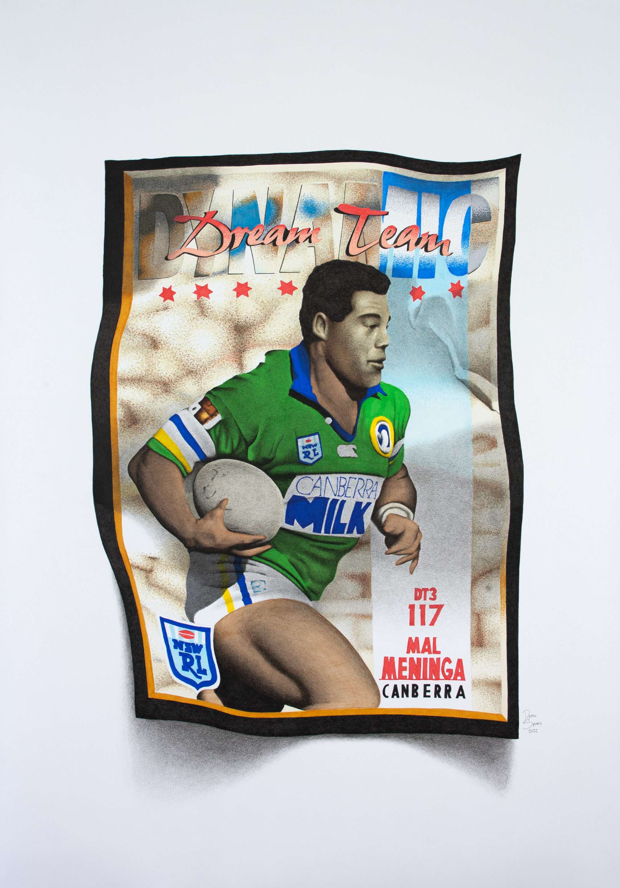 Mal Meninga Canberra Raiders Rugby League NRL card drawing