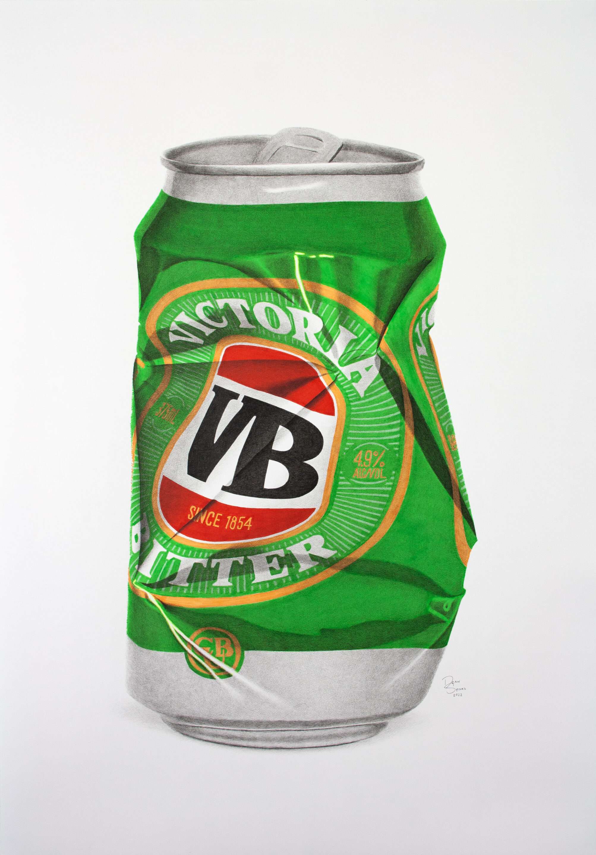 Victoria Bitter beer can hand drawn artwork