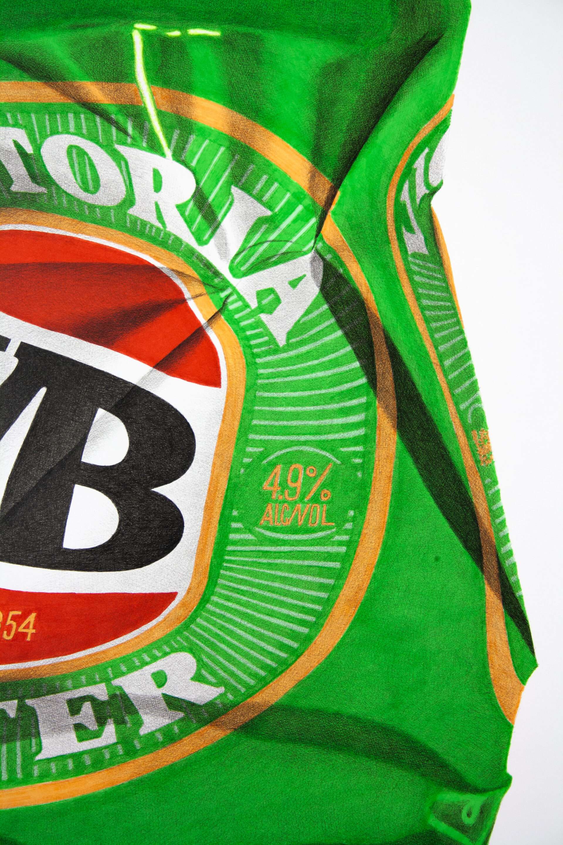 Victoria Bitter beer can hand drawn artwork close up