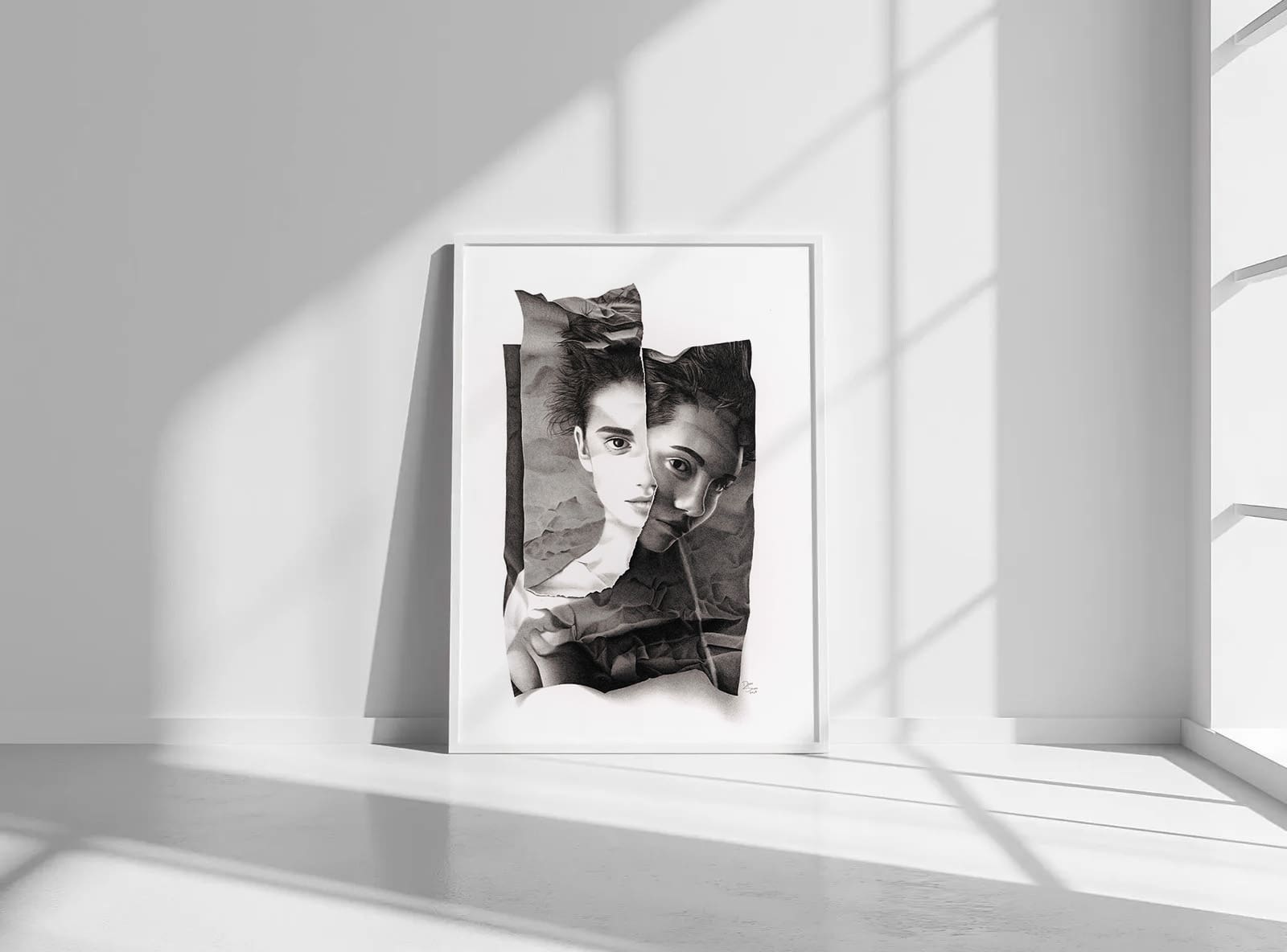 Framed print of La Donna artwork hanging in minimalist interior