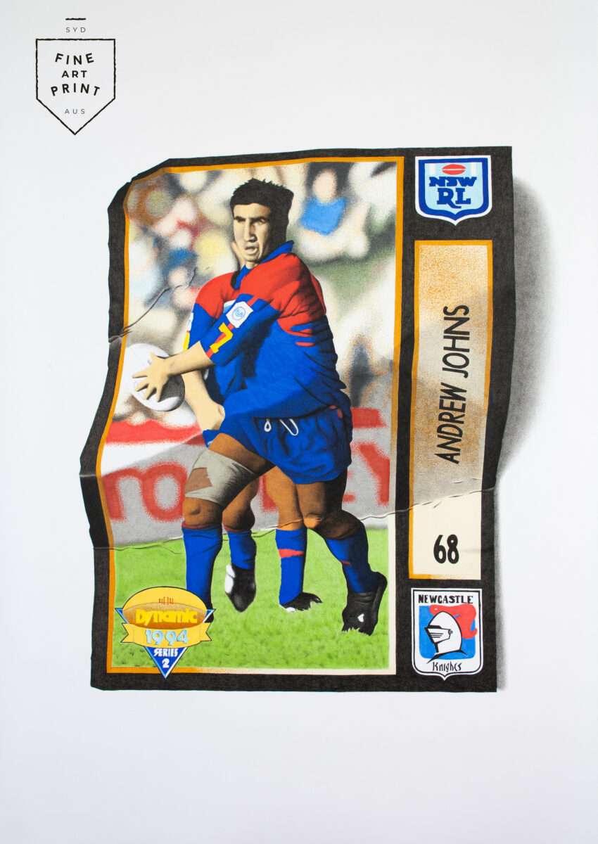 Andrew Johns Newcastle Knights Rugby League Card Art Print