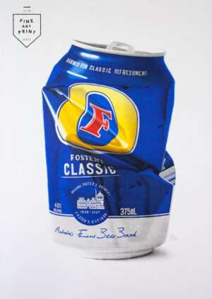 Fosters classic beer can photorealistic drawing art print