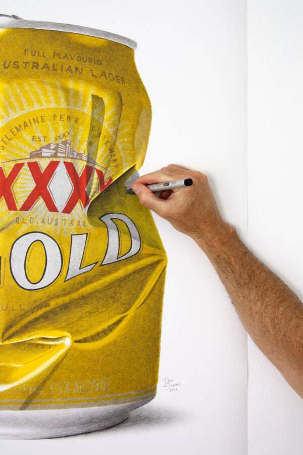 XXXX Beer Can artwork hand drawn with Copic Marker