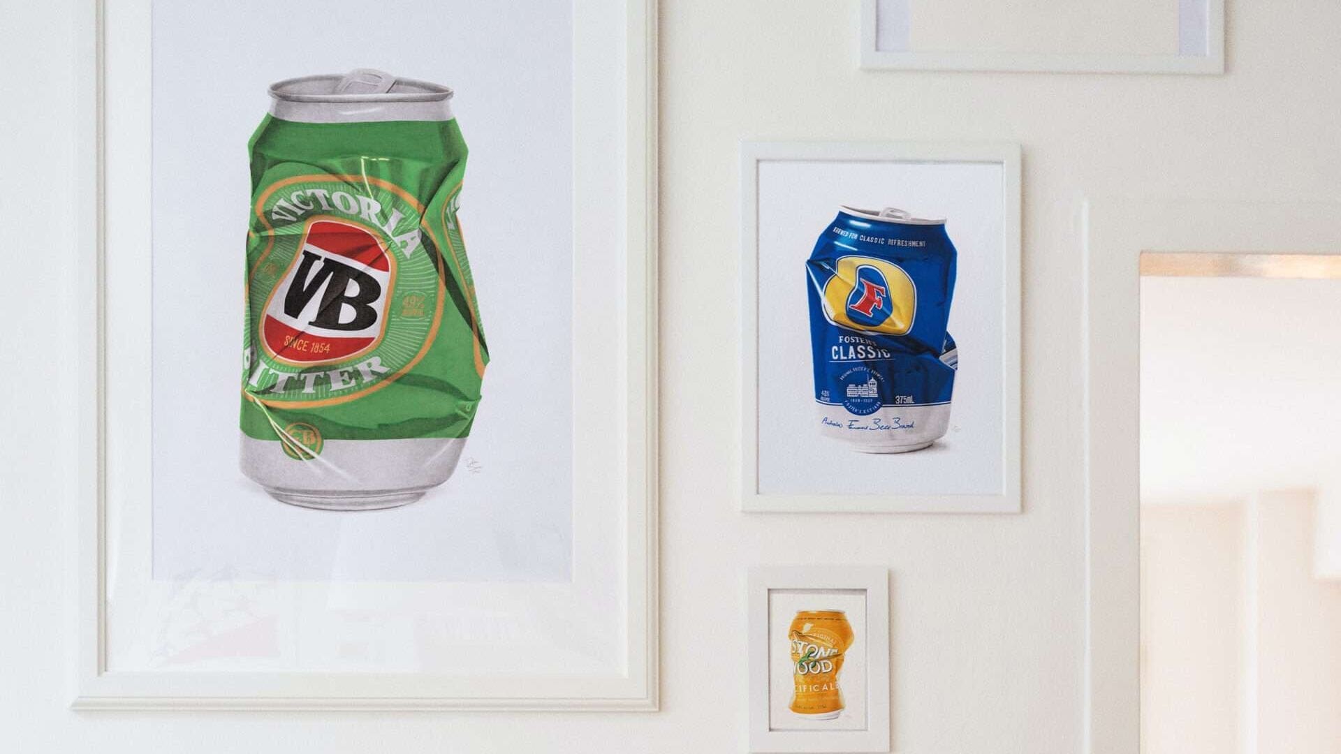 Crushed beer can series art prints