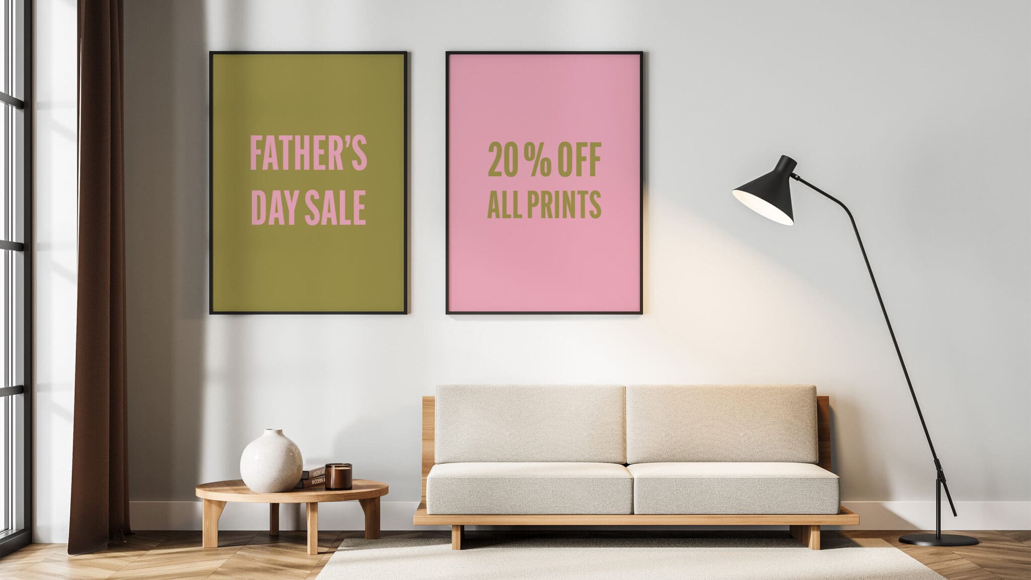 Father's Day print sale, artworks on wall