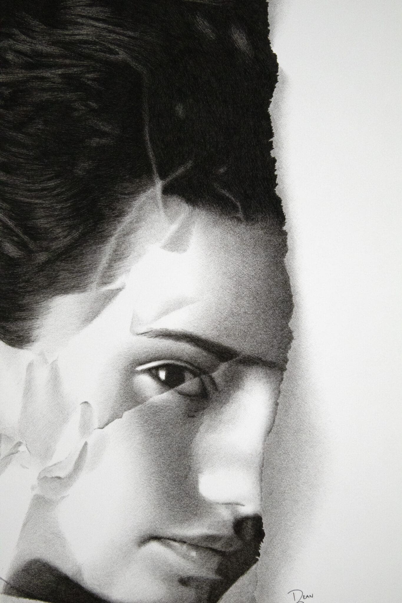 Detail of original Copic marker artwork by Dean Spinks, highlighting layered photorealism and tonal depth.