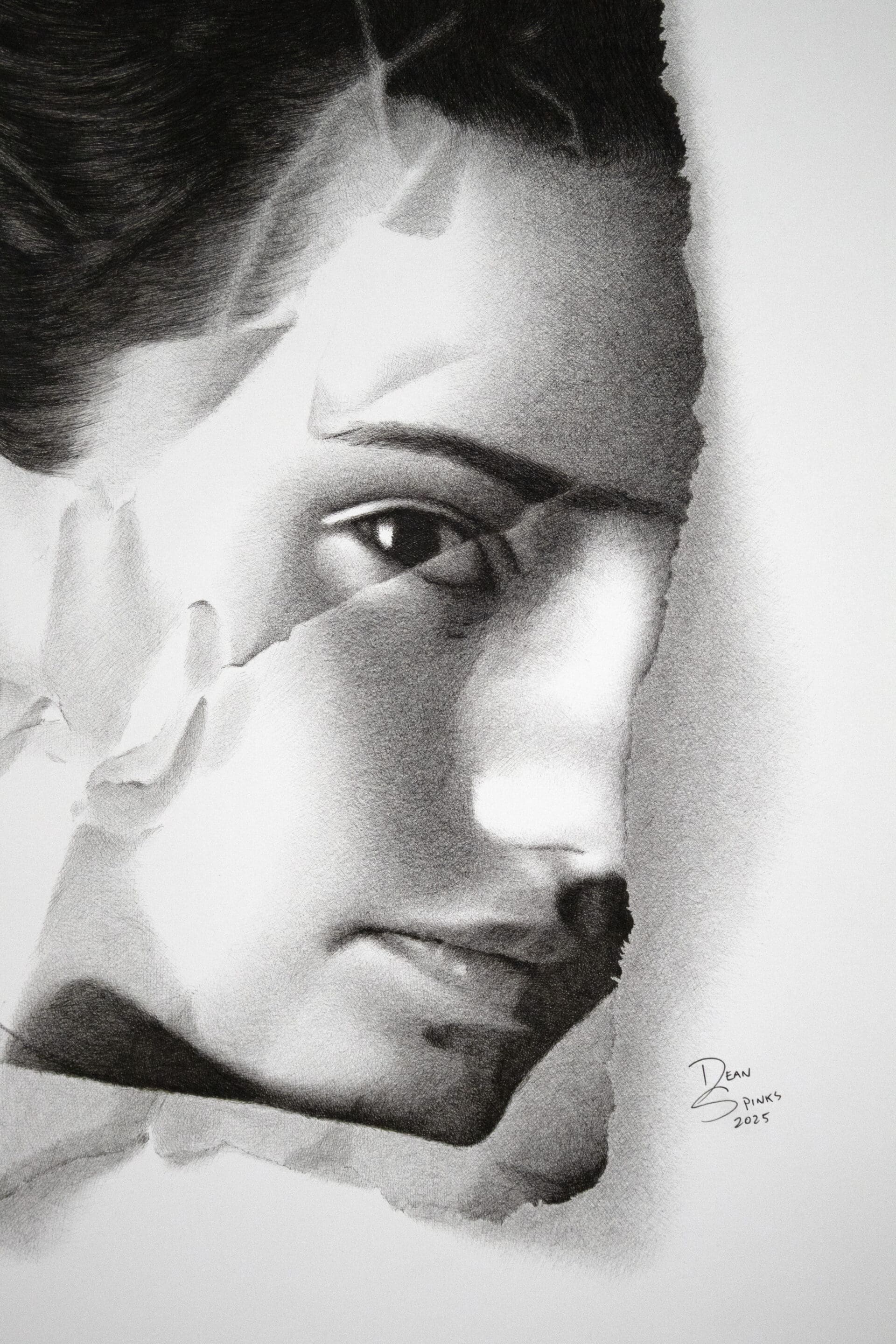 Detail of original Copic marker artwork by Dean Spinks, highlighting layered photorealism and tonal depth.