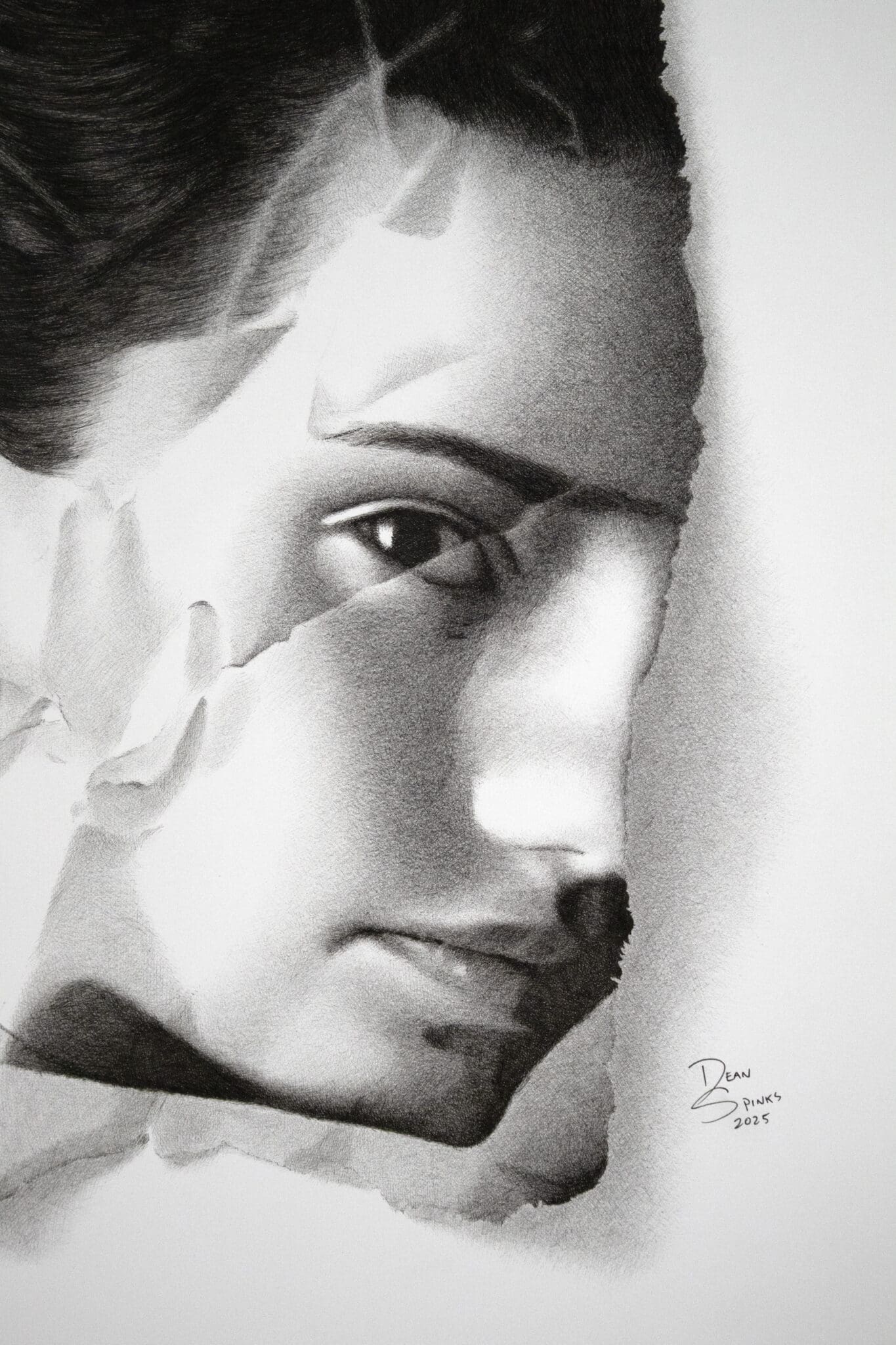 Detail of original Copic marker artwork by Dean Spinks, highlighting layered photorealism and tonal depth.